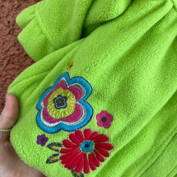 Marks & Spencer Baby Y2K Fleece Neon Green Jacket With Flowers Size 12-18 Months - Picture 6 of 10